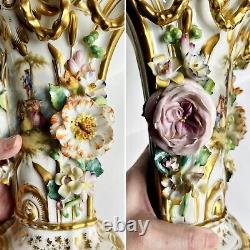Fine Pair of Antique Paris Porcelain Vases Genre Scenes 19th C French Signed JD