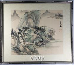 Fine Pair of China Chinese signed paintings of snowy landscapes & water