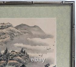 Fine Pair of China Chinese signed paintings of snowy landscapes & water