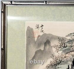 Fine Pair of China Chinese signed paintings of snowy landscapes & water