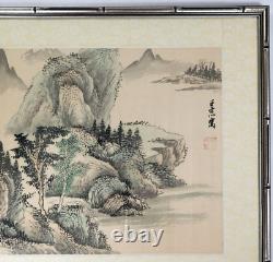 Fine Pair of China Chinese signed paintings of snowy landscapes & water