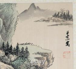 Fine Pair of China Chinese signed paintings of snowy landscapes & water