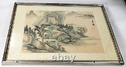 Fine Pair of China Chinese signed paintings of snowy landscapes & water