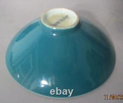 Fine Pair of Meiji-era Signed JAPANESE 5.5 Blue Green Porcelain Bowls, c. 1900