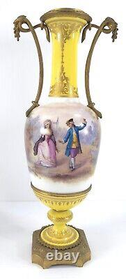 Fine Pair of Old Paris French Vases Signed M. DEMONIEAUX in SEVRES Manner