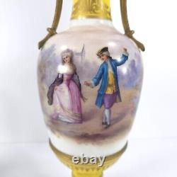 Fine Pair of Old Paris French Vases Signed M. DEMONIEAUX in SEVRES Manner