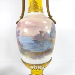 Fine Pair of Old Paris French Vases Signed M. DEMONIEAUX in SEVRES Manner