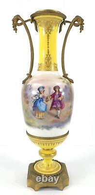 Fine Pair of Old Paris French Vases Signed M. DEMONIEAUX in SEVRES Manner