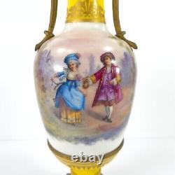 Fine Pair of Old Paris French Vases Signed M. DEMONIEAUX in SEVRES Manner