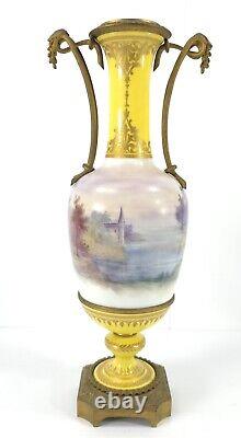 Fine Pair of Old Paris French Vases Signed M. DEMONIEAUX in SEVRES Manner