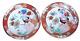 Fine Signed Pair Antique Imari 10 Enamel Peony Peacock Soup Bowl Plates Japan