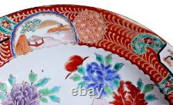 Fine Signed Pair Antique Imari 10 Enamel Peony Peacock Soup Bowl Plates Japan