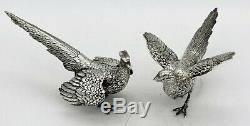 Fine pair of well modelled German solid silver PHEASANTS, signed c. 1910