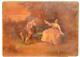 French Antique Oil Painting Of A 18th Century Style Romantic Couple In A Park