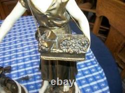 French Moreau Figural Lamps Couple Spelter Original Finish Great Detail Signed