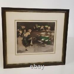 GASTON HOFFMANN 1883 1977 Framed Signed Pair French Courtroom Lithographs Art