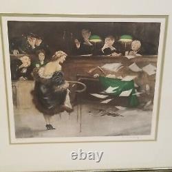 GASTON HOFFMANN 1883 1977 Framed Signed Pair French Courtroom Lithographs Art