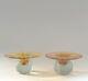 Gary Genetti Crystal Candle Holders, A Pair, Antique American Art Glass Signed