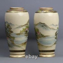 Good Quality Pair Of Japanese Meiji Period Signed Satsuma Pottery Vases C. 1900