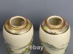 Good Quality Pair Of Japanese Meiji Period Signed Satsuma Pottery Vases C. 1900