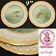 Gorgeous Pair Antique Minton 9 Cabinet Or Fish Plate Set, Hp & Signed Aquatic