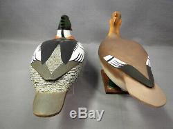 Great Pair Merganser Decoys signed Capt R. E. Belote Lewes DE &Willis Wharf VA