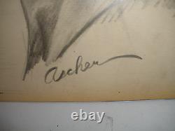 Great Vintage 1940`s Illustration Drawing Painting Love Couple By Ascher