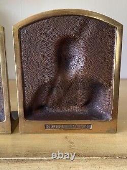 Gregory Allen Bronze Native American Indian Antique Signed Bookends Pair 9693