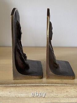 Gregory Allen Bronze Native American Indian Antique Signed Bookends Pair 9693