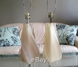 ITALY SIGNED PAIR GUCCI DESIGNER 2 LUCITE SPIRAL LAMPS Mid Century STUNNING