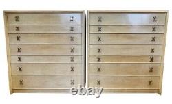 Iconic Signed Paul Frankl Johnson Furniture Tall Pair of Chest Drawers Dressers