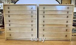 Iconic Signed Paul Frankl Johnson Furniture Tall Pair of Chest Drawers Dressers