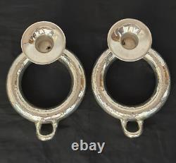 Ilias Lalaounis Pair Of Greek Hammered Sterling Candlesticks. Signed