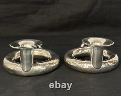 Ilias Lalaounis Pair Of Greek Hammered Sterling Candlesticks. Signed