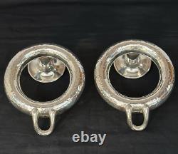 Ilias Lalaounis Pair Of Greek Hammered Sterling Candlesticks. Signed