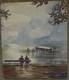 Indistinctly Signed Alps Mountain Landscape Romantic Old Pair Lake Nebel Antique
