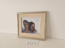 Intimate Elderly Couple Scene Swedish Modernism Oil Painting Signed & Framed