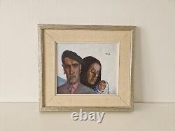 Intimate Elderly Couple Scene Swedish Modernism Oil Painting Signed & Framed