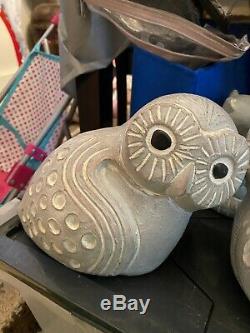 Isabel Bloom Sculptures RARE VINTAGE ROCK EYE OWL PAIR