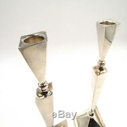 Israel Sterling Silver 925 Pair of Judaica Sabbath Candlesticks Signed Over 400g