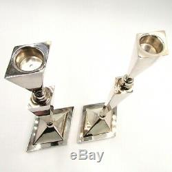 Israel Sterling Silver 925 Pair of Judaica Sabbath Candlesticks Signed Over 400g