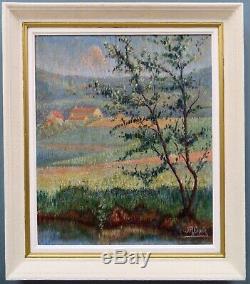 J. R. Croix signed French Antique Impressionist Landscape A PAIR Oil Paintings