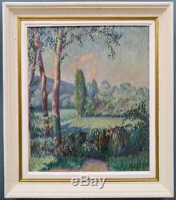 J. R. Croix signed French Antique Impressionist Landscape A PAIR Oil Paintings