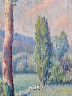 J. R. Croix signed French Antique Impressionist Landscape A PAIR Oil Paintings