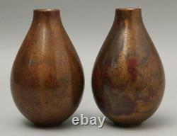 Japanese Signed Bronze Vase pair by a well known Nitten Artist CC56
