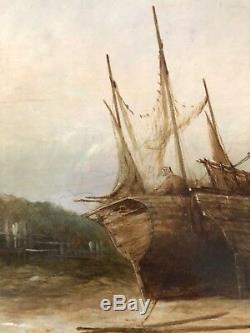John Callow Original Maritime Oil Painting Signed Dated 1869 1 of a Listed Pair