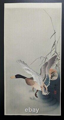 KOSON Ohara Shoson Signed Japanese Woodblock Print Pair Mallard Ducks Ukiyo-e