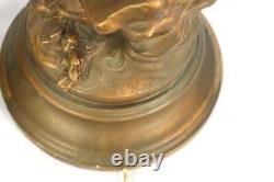 L & F Moreau France Signed Peasant Chalkware Lamp Pair Francaise Collection