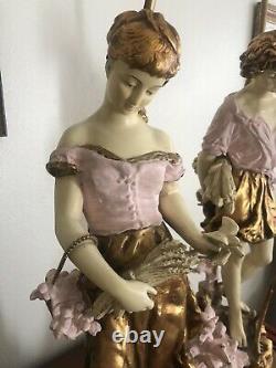 L & F Pair of Figural Lamps France Signed