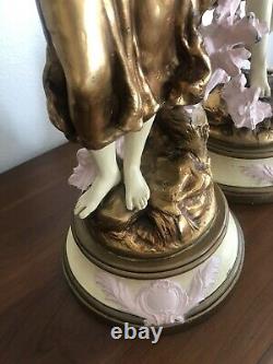 L & F Pair of Figural Lamps France Signed